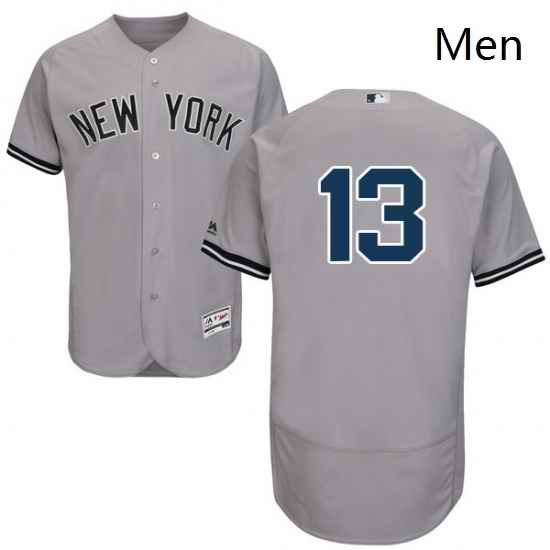 Mens Majestic New York Yankees 13 Alex Rodriguez Grey Road Flex Base Authentic Collection MLB Jersey